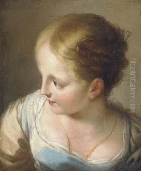 Head Of A Girl, Bust-length Oil Painting by Benedetto Luti