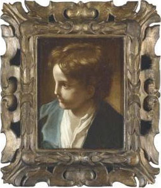 Portrait Of A Young Boy, Bust-length, In A Blue Coat, Turned To Theleft Oil Painting by Benedetto Luti