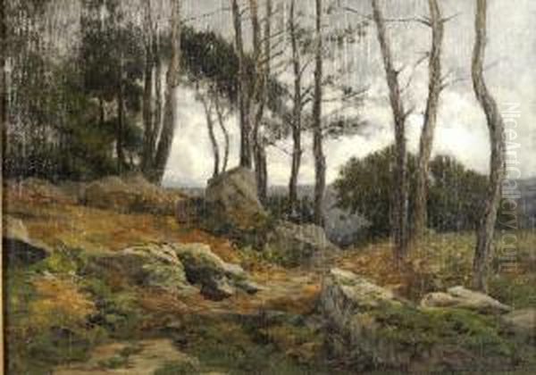 Paysage A Fontainebleau Oil Painting by Fernand Lutscher