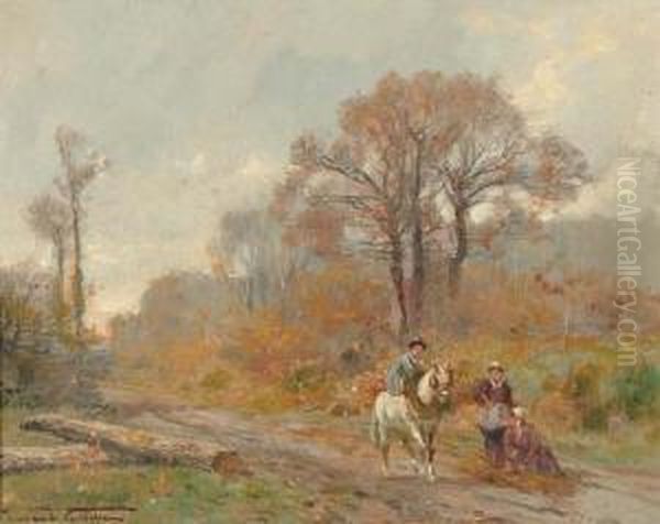 Personnages Sur Un Chemin Oil Painting by Fernand Lutscher