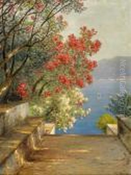 Spring By The Comer See Oil Painting by Ascan Lutteroth