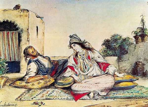 Conversation mauresque Oil Painting by Eugene Delacroix