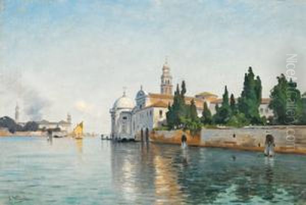 Il Camposanto A Venezia Oil Painting by Ascan Lutteroth