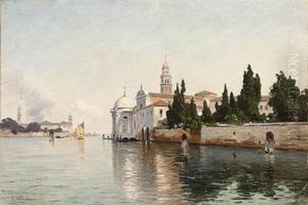 Early Morning On The Campo Santo Venice Oil Painting by Ascan Lutteroth