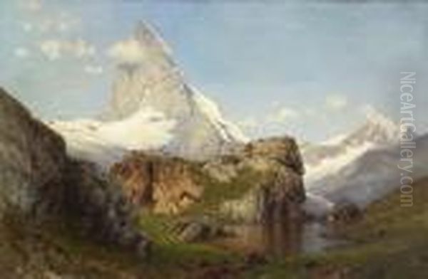 Blick Auf Das Matterhorn. Oil Painting by Ascan Lutteroth