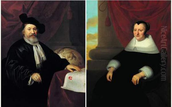 Portraits De Monsieur Andreas Winius Et De Son Epouse Geertruyd Van Rijn Oil Painting by Isaac Luttichuys