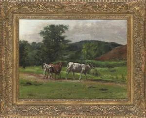 Cattle On A Path Oil Painting by Charles Augustus Henry Lutyens