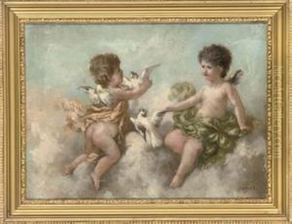 Divine Fruit; And Cherubs And Doves Oil Painting by Charles Augustus Henry Lutyens