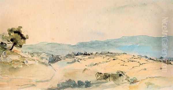 Moroccan Landscape near Tangiers Oil Painting by Eugene Delacroix