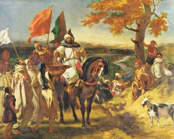 Moroccan sheikh visits his trunk Oil Painting by Eugene Delacroix