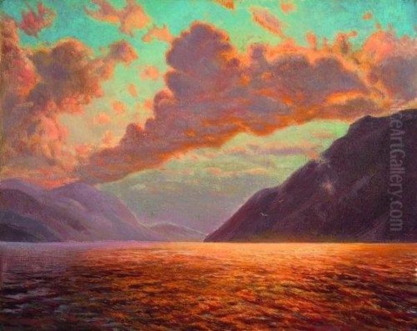 Marina Al Tramonto Oil Painting by Lazzaro Luxardo