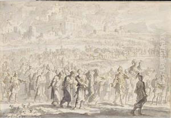 The Defeated Israelites Led From Jerusalem Oil Painting by Jan Luyken