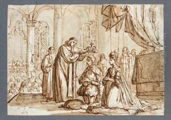 The Crowning Of William And Mary In Westminster Abbey Oil Painting by Jan Luyken