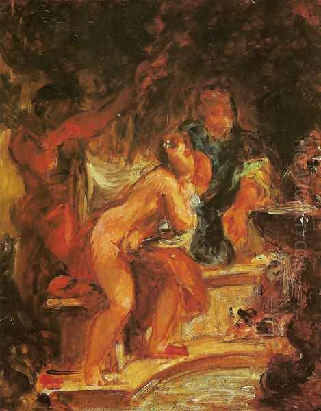 Susan at the bath Oil Painting by Eugene Delacroix