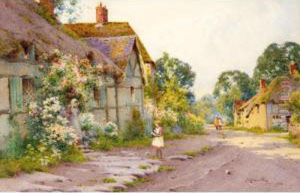 A Village Street, Sussex Oil Painting by J.A. Lynas Gray