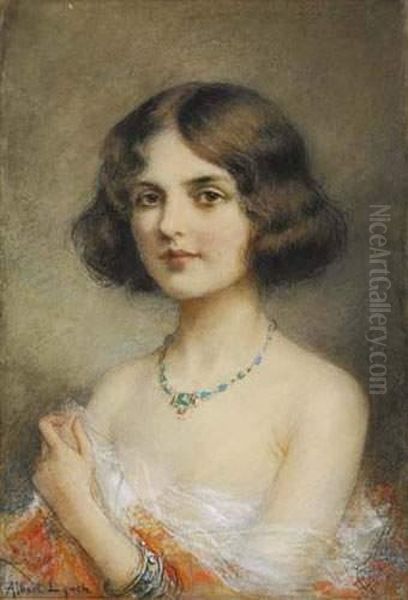 Jeune Femme Au Collier D'emeraudes Oil Painting by Albert Lynch