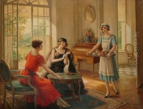 Afternoon Tea Oil Painting by Albert Lynch