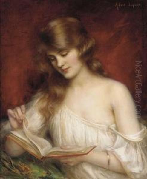 A Quiet Read Oil Painting by Albert Lynch