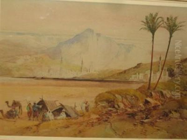 Arabian Scene With Figures In The Foreground Oil Painting by Henry Stanton Lynton