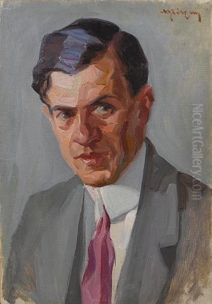 Portrait Of A Man Oil Painting by Nicholaos Lytras