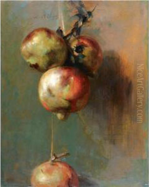 Pomegranates Oil Painting by Nikoforos Lytras