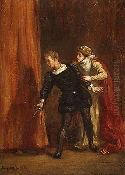 Hamlet and His Mother Oil Painting by Eugene Delacroix