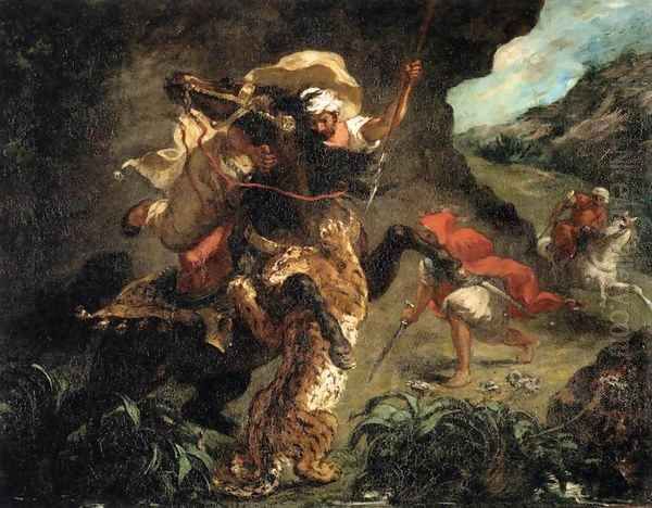 Tiger Hunt Oil Painting by Eugene Delacroix