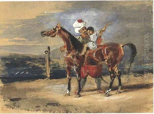 The Riding Lesson Oil Painting by Eugene Delacroix