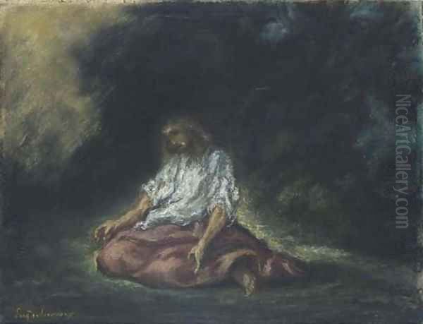 Christ in the Garden of Gethsemane Oil Painting by Eugene Delacroix