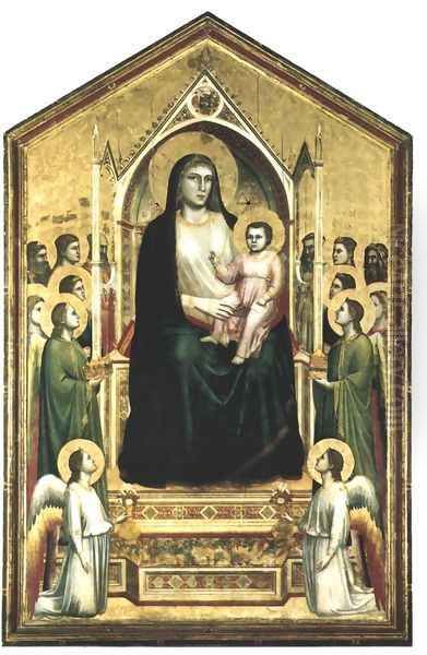 Madonna Enthroned (All Saints' Altarpiece) Oil Painting by Giotto Di Bondone