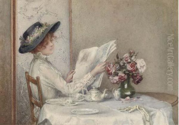 Afternoon Tea Recto And An Oil Sketch Of A Bird's Nest Verso Oil Painting by Charles MacIvor or MacIver Grierson