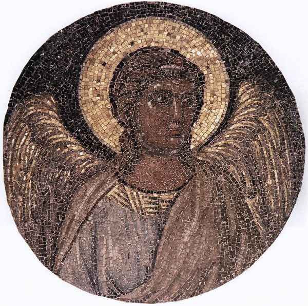 Tondo with Angel c. 1310 (Mosaic) Oil Painting by Giotto Di Bondone