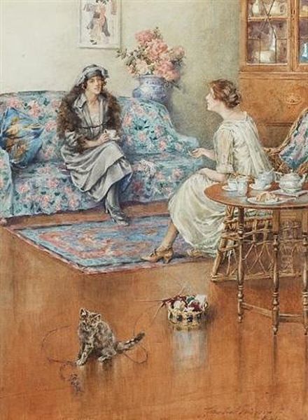 Afternoon Tea Oil Painting by Charles MacIvor or MacIver Grierson