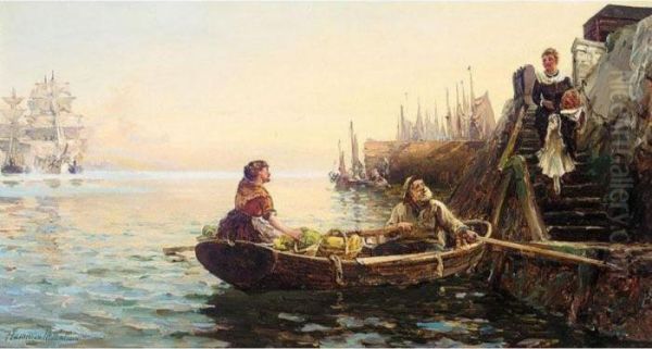 A Visitor For Jack; The Emigrant Ship Oil Painting by Hamilton Macallum