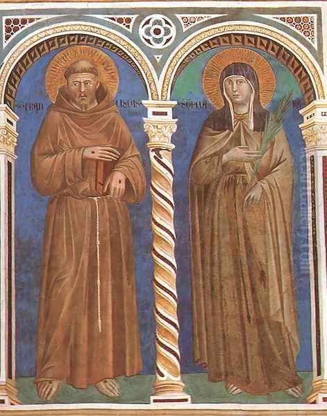 Saint Francis and Saint Clare 1279-1300 Oil Painting by Giotto Di Bondone