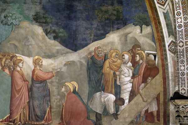 Scenes from the Life of Mary Magdalene- Raising of Lazarus 1320s Oil Painting by Giotto Di Bondone