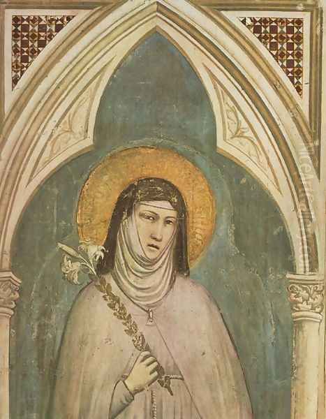 Saint Clare (detail) 1325 Oil Painting by Giotto Di Bondone