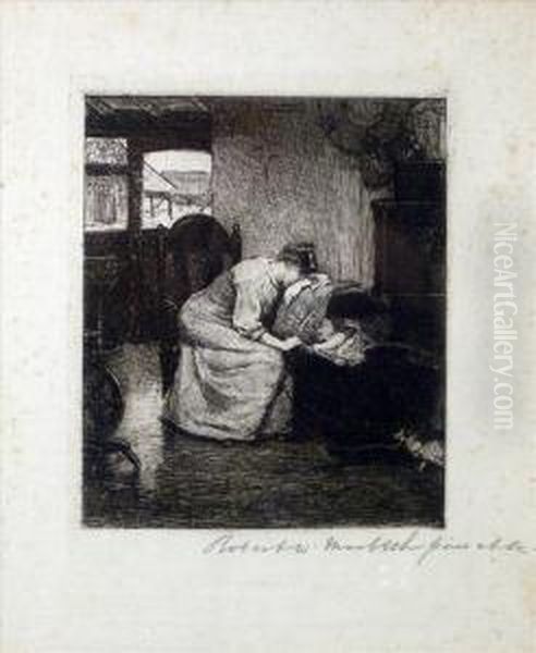 Macbeth, Lady Sleeping Beside Acat Oil Painting by Robert Walker Macbeth