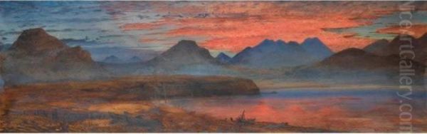 The Gulf Of Corinth At Sunset Oil Painting by Andrew MacCallum