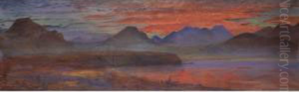 The Gulf Of Corinth At Sunset Oil Painting by Andrew MacCallum