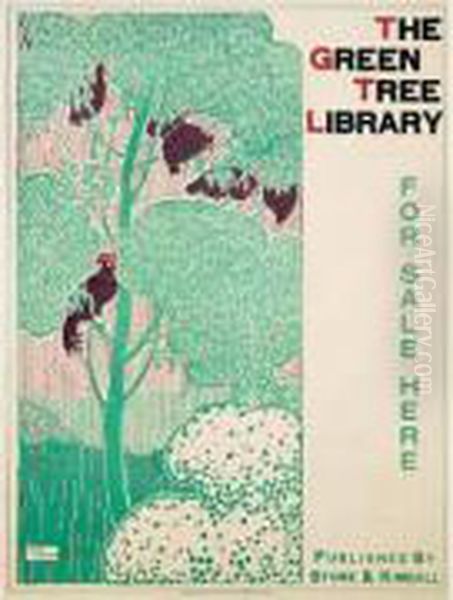 The Green Tree Library. Affiche De Librairie. 1895. Oil Painting by Henry Bainbridge Maccarter