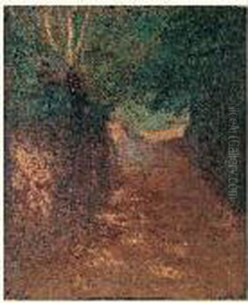 Le Chemin Ombrage Oil Painting by Serafino Macchiati