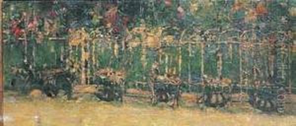 Sedie In Giardino Oil Painting by Serafino Macchiati