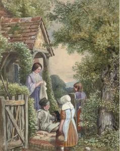 Outside The Cottage Oil Painting by Samuel McCloy