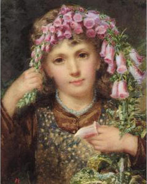 Girl With Foxgloves Oil Painting by Samuel McCloy