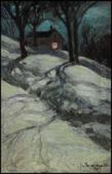 Lee's Cottage, Bloor Street, Moonlight Oil Painting by James Edward Hervey MacDonald