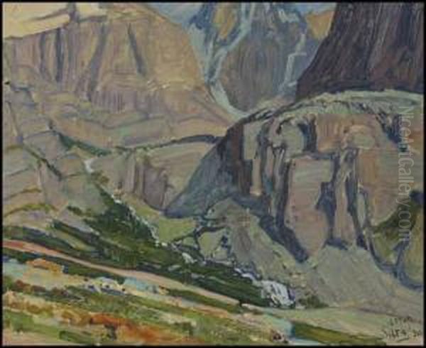 Valley And Stream, Oesa Trail, Lake O'hara Oil Painting by James Edward Hervey MacDonald