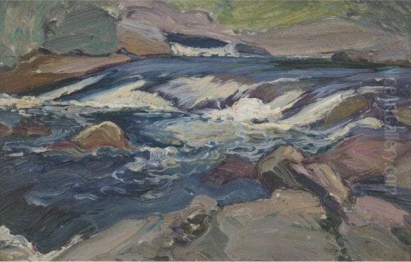 Thomson's Rapids, Magnetawan River Oil Painting by James Edward Hervey MacDonald