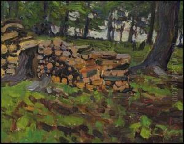 Woodpile In Baker's Bush Oil Painting by James Edward Hervey MacDonald