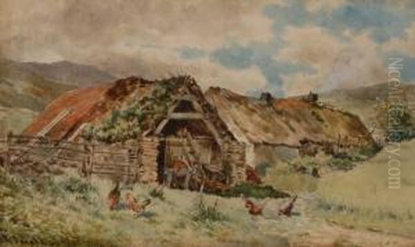 Poultry By Old Farm Buildings Oil Painting by John Blake Macdonald